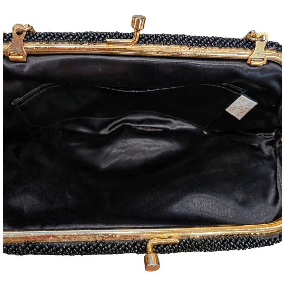 Vintage 50s/60s Whiting & Davis Black Beaded Evening Clutch